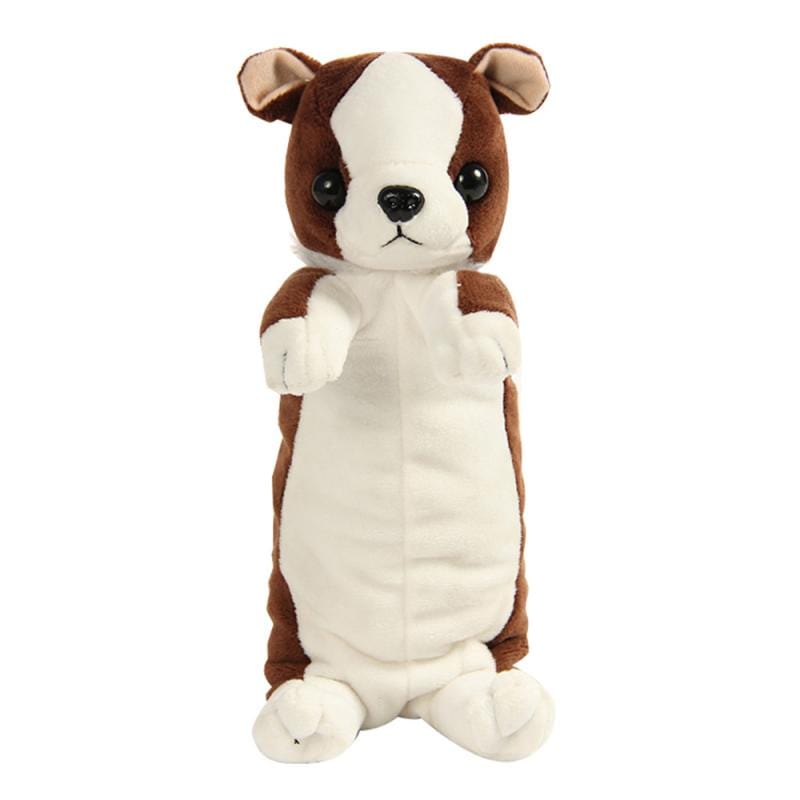 Le chien saucisse - trousse en peluche Blanc/marron foncé